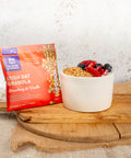 A single sachet of gluten free granola with Irish oats and Strawberry & Vanilla