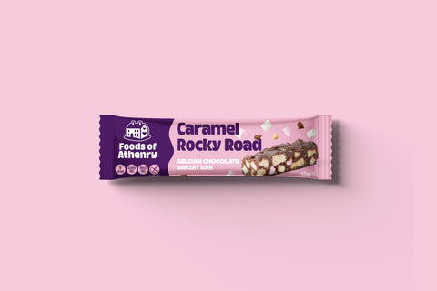 Gluten Free Caramel Rocky Road, Belgian Chocolate Biscuit Bar